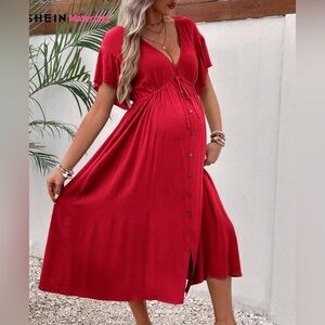 SHEIN Maternity Red Midi Dress